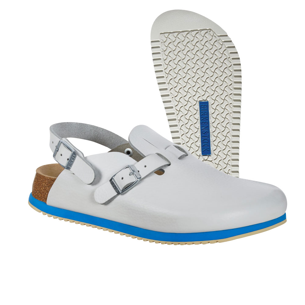 Birkenstock Kay SL soft support, super outsole, white-blue, various sizes