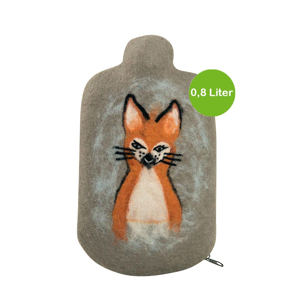 Hugo Frosch eco hot water bottle 0.8 L, felt cover, fox