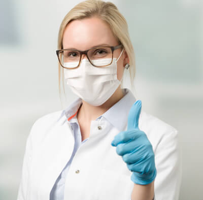 Disposable gloves offer many benefits Doctor satisfied with disposable gloves