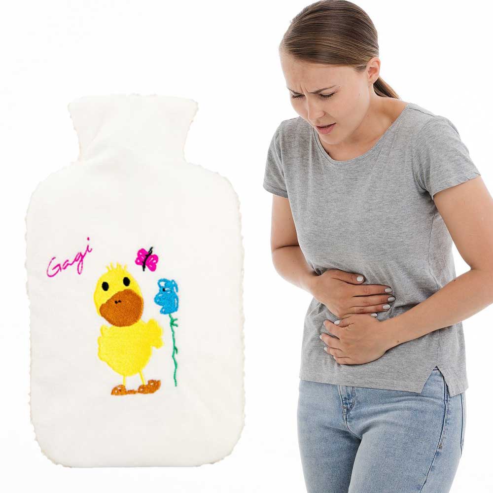 Hugo Frosch eco hot water bottle 0.8 L, fleece cover, Gagi white