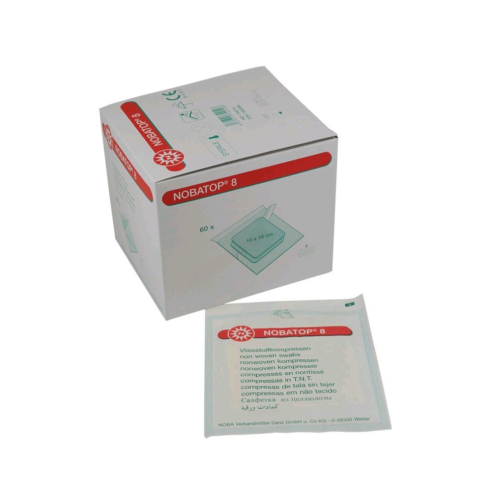 NOBATOP®-sterile 8, non-woven swabs, 4-ply, 60x 2 pcs, Size choice
