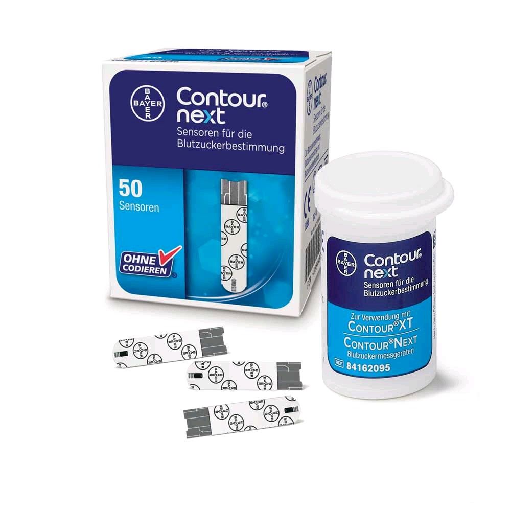 Bayer CONTOUR NEXT sensors, blood glucose test strips, exactly, 50 pcs