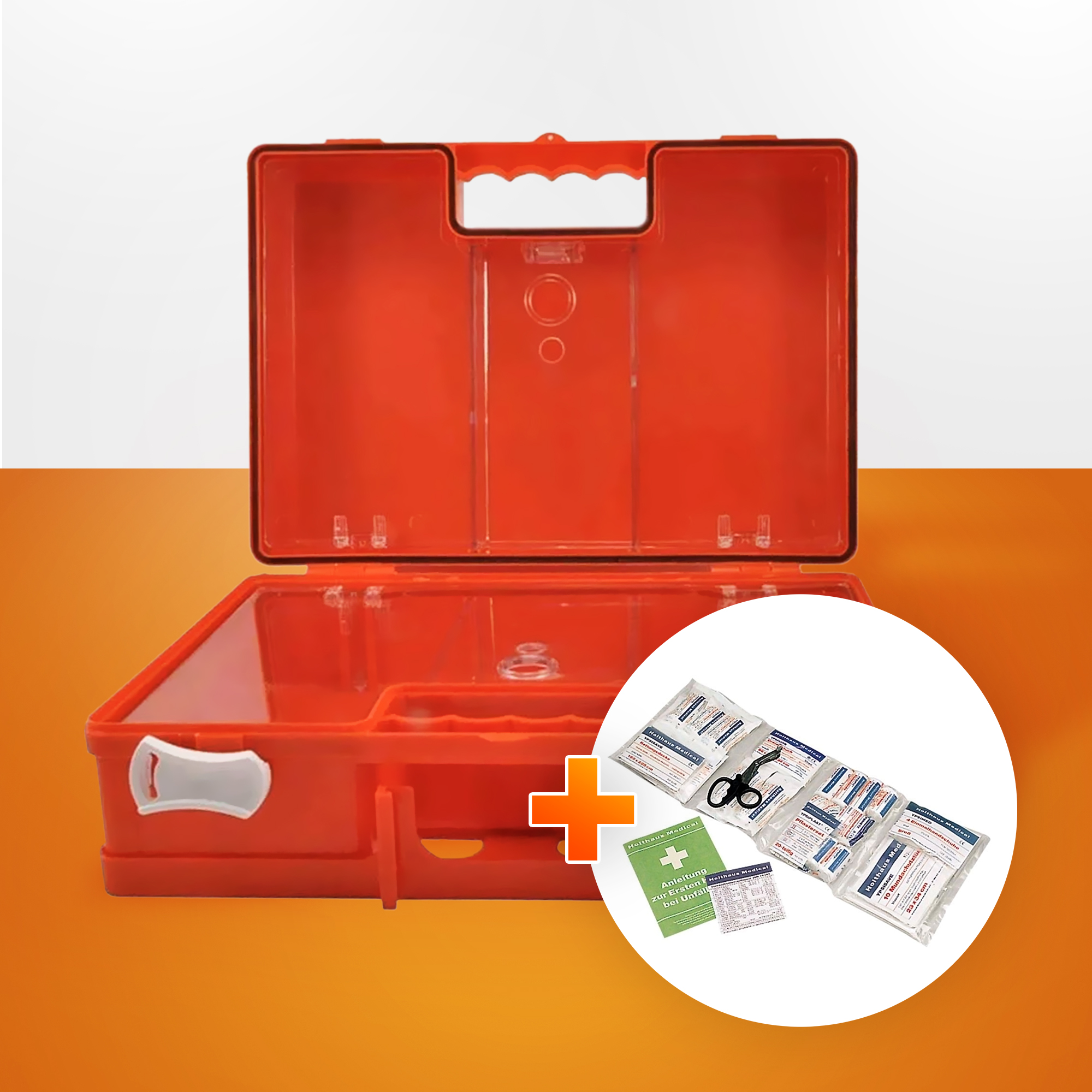 First Aid Kit, filled, medium, according to DIN 13169