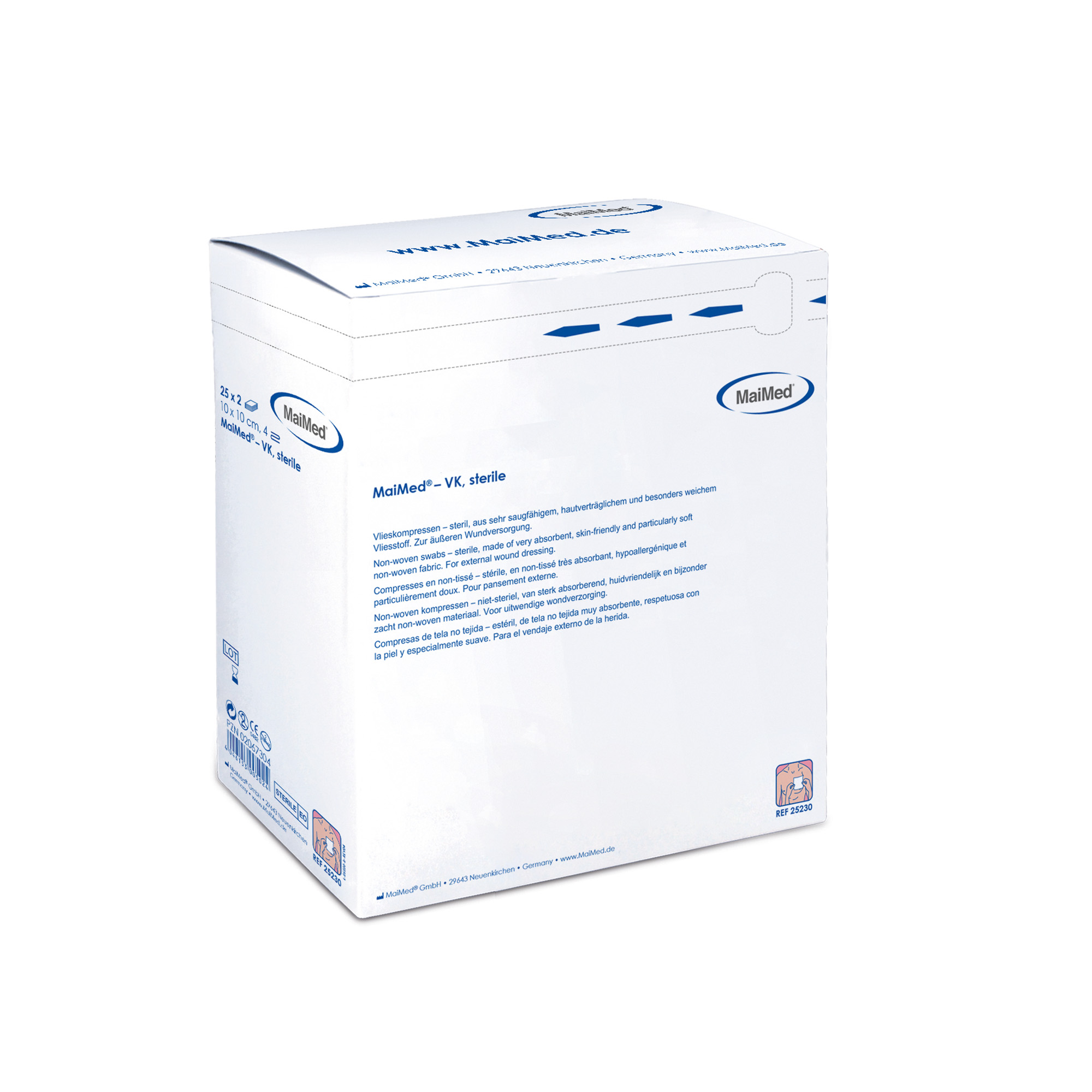 MaiMed Non-Woven Compresses, 7.5x7.5cm, 4-ply, 50 pcs.