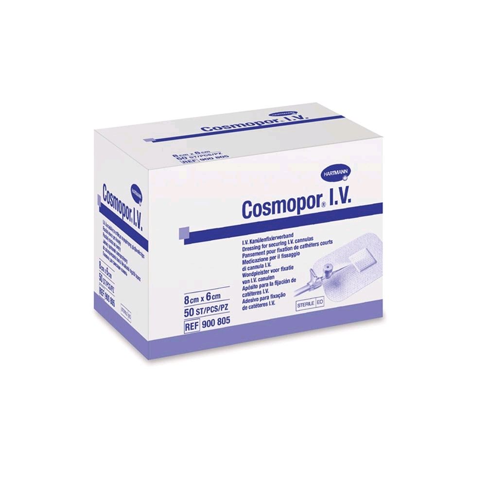 Cosmopor IV Cannula Plaster by Hartmann, 8 x 6 cm, 50 items