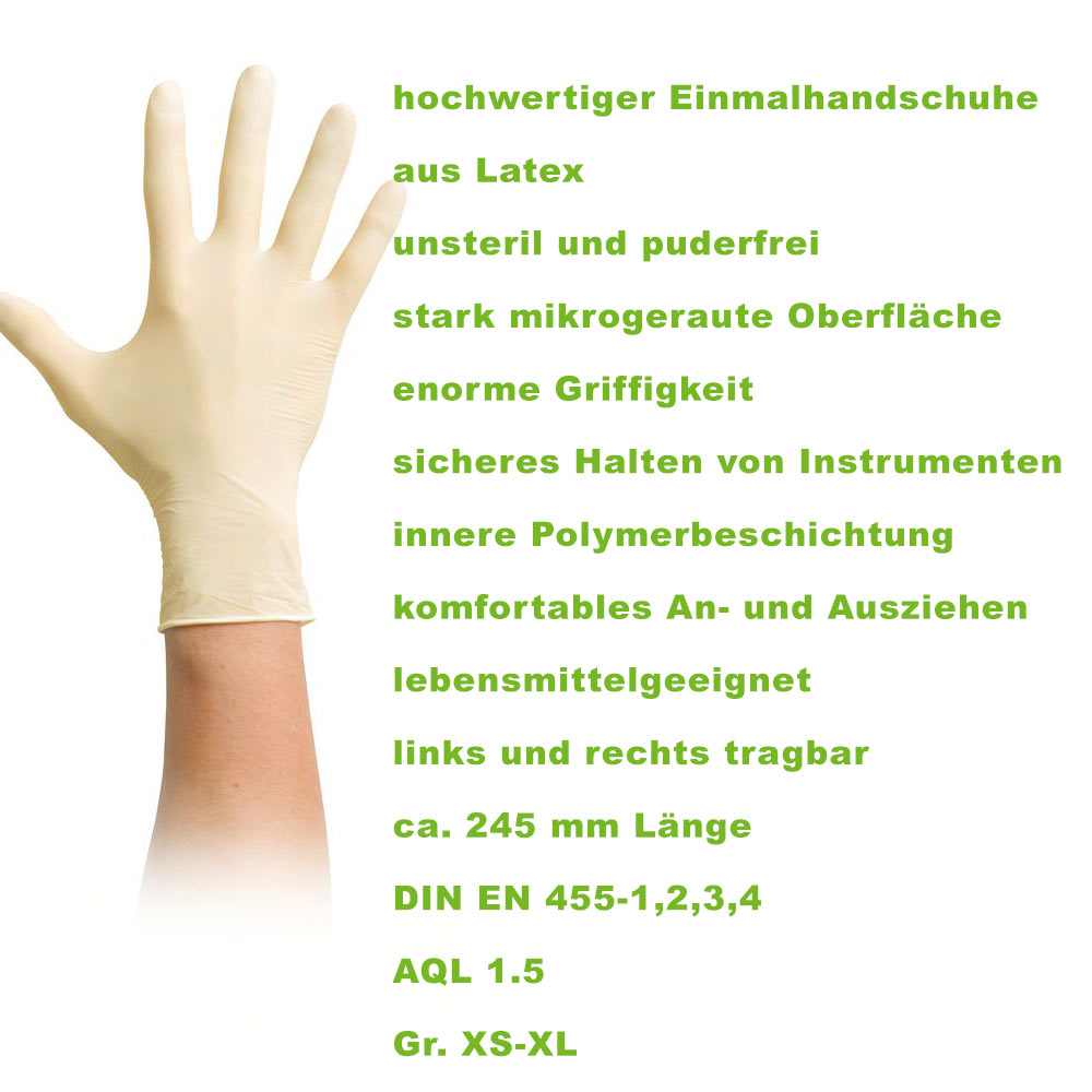 MaiMed® grip pf Latex gloves, powder-free, XS, 100 pcs