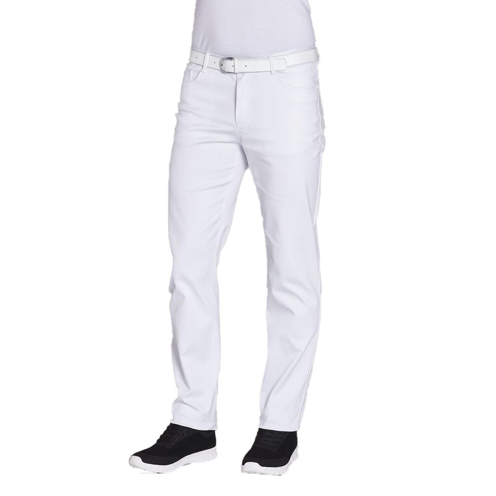 Leiber trousers for men, 2 side & 2 back pockets, belt loops, white, size 44-64