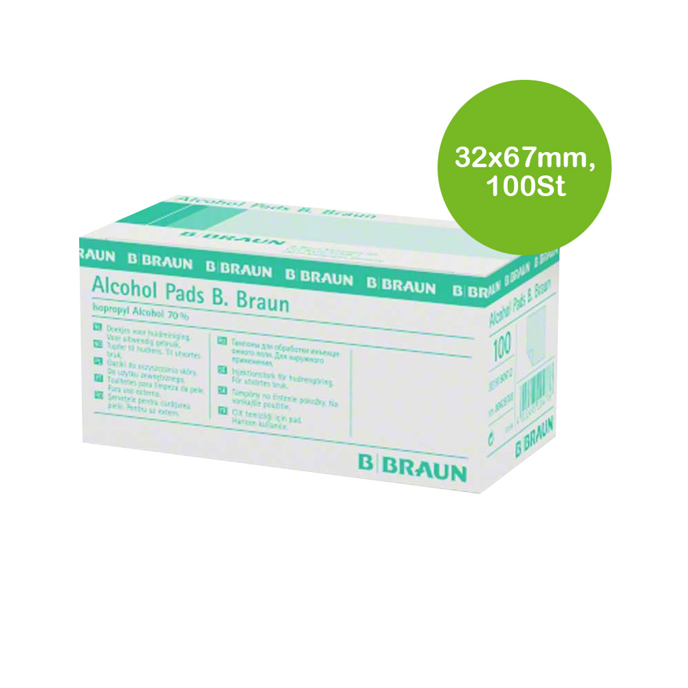 B.Braun Alcohol Pads, 70% isopropyl alcohol, 32x67mm, 100Pcs