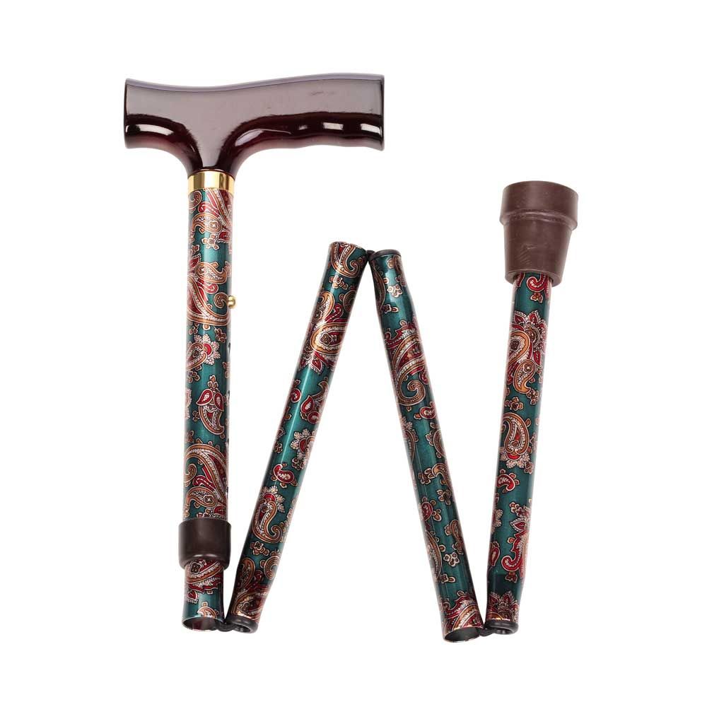 Behrend folding stick, alu, height-adjustable, oriental green