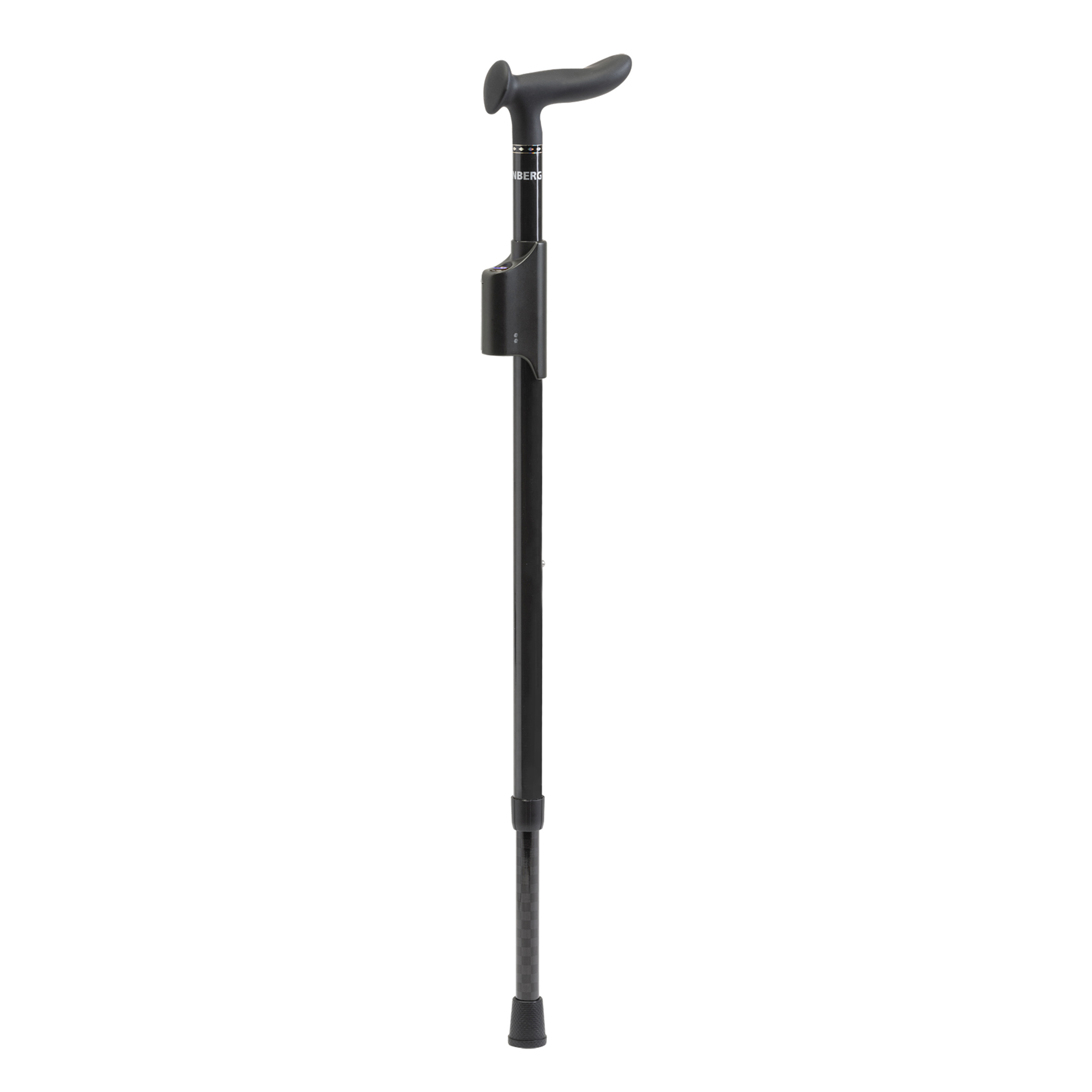 Parkinson's Cane 120 kg, Laser Light, PUSH BUTTON, Cosy Grip, anthracite, tone in tone by Ossenberg