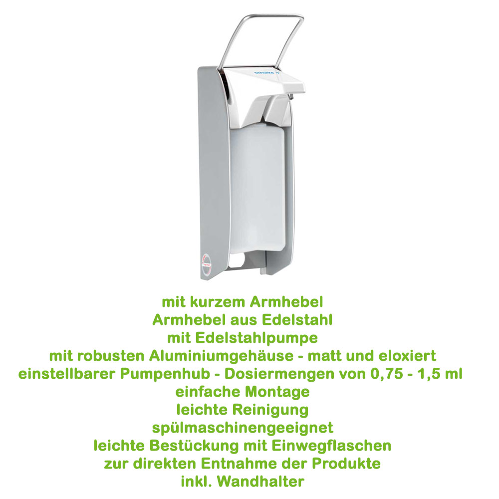 Schülke Dispenser KHK, Short Arm, Stainless Steel Pump, 500ml