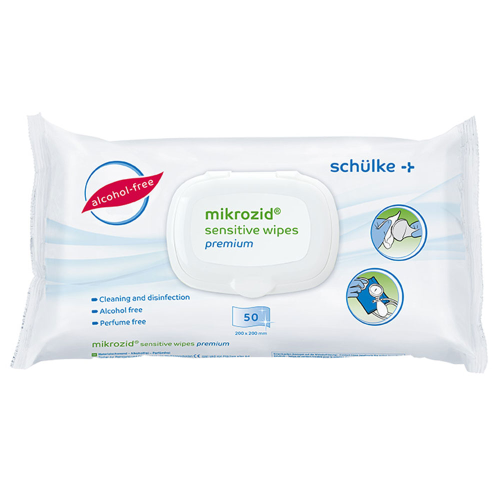 Schülke mikrozid® sensitive wipes premium, 50x disinfectant wipes