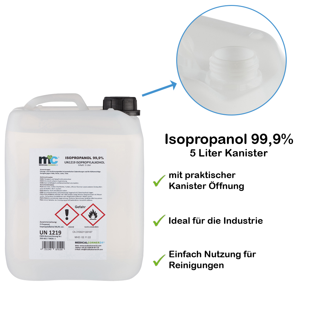 Isopropanol 99,9% isopropyl alcohol 5 litre canister