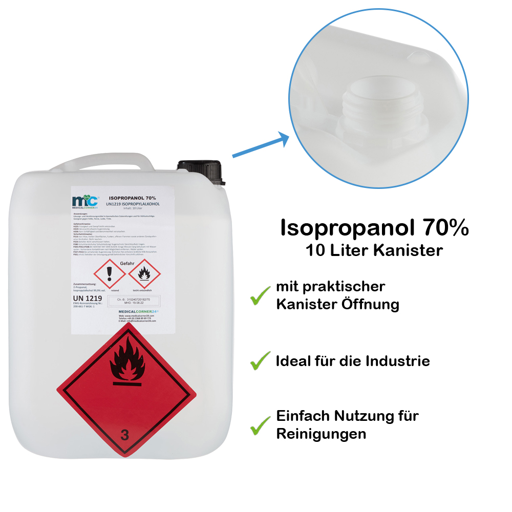 Isopropanol 70% isopropyl alcohol 2 x 10 litre canister