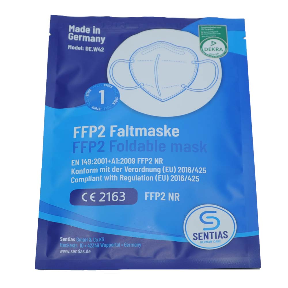 FFP2 breathing mask for folding from sentias, Made in Germany, 1 piece
