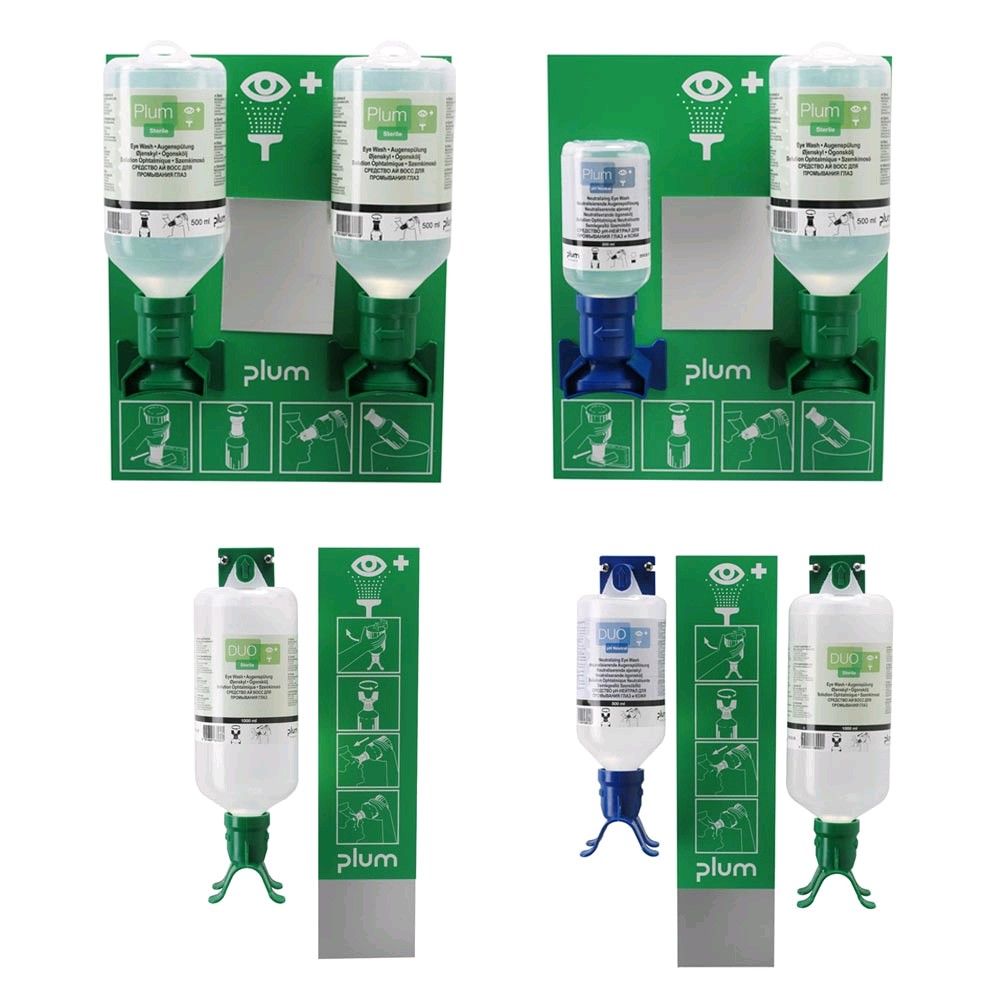 Plum eye wash o. Emergency Station, Wall station with 1 or 2 bottles
