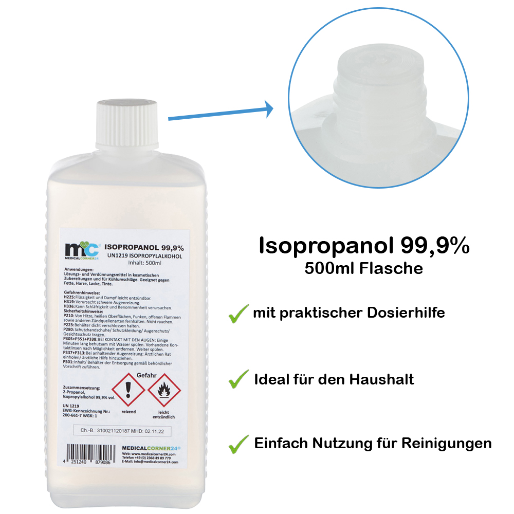 Isopropanol 99,9% isopropyl alcohol 500 ml bottle