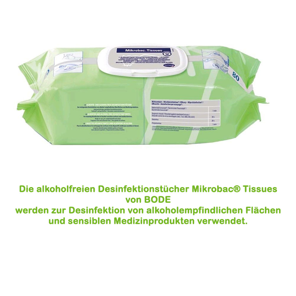 Mikrobac Tissues, Flow Pack with 80 wipes