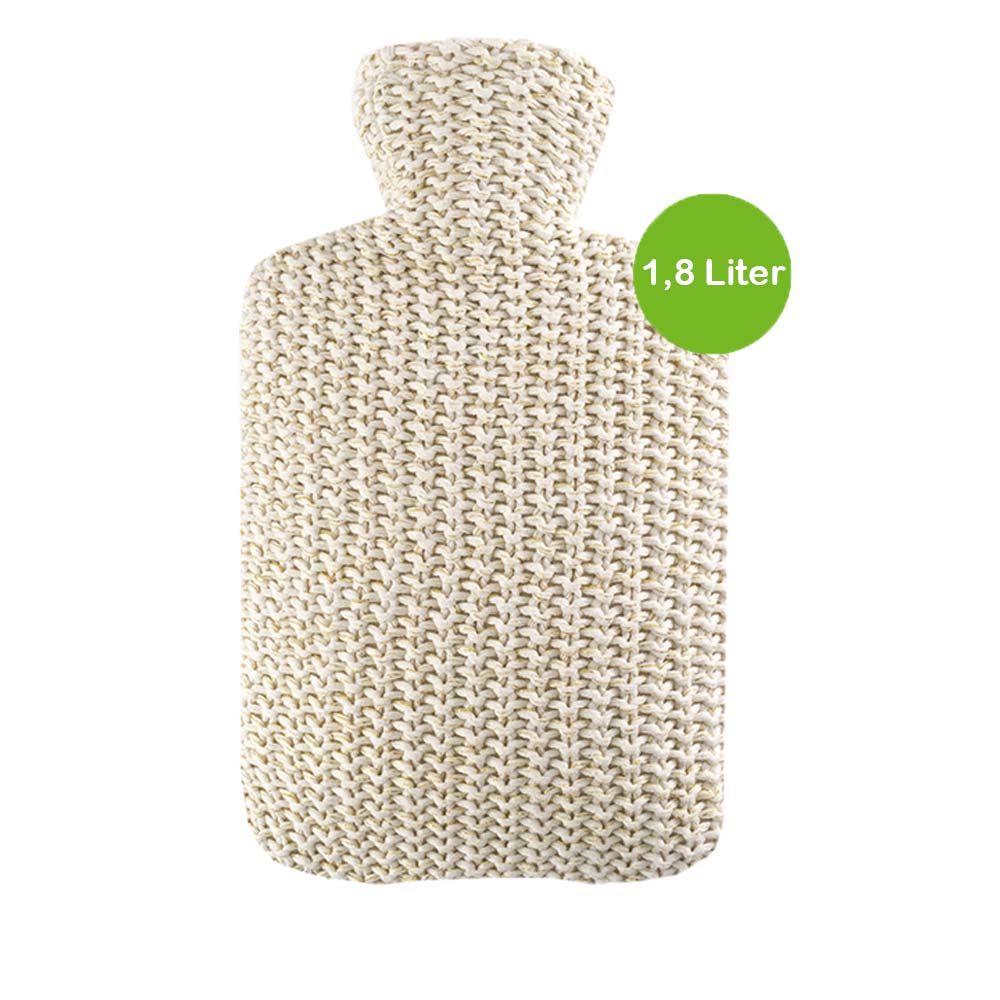 Hugo Frosch Classic Hot Water Bottle 1,8 L, Knitted Cover Lurex, various. Colors