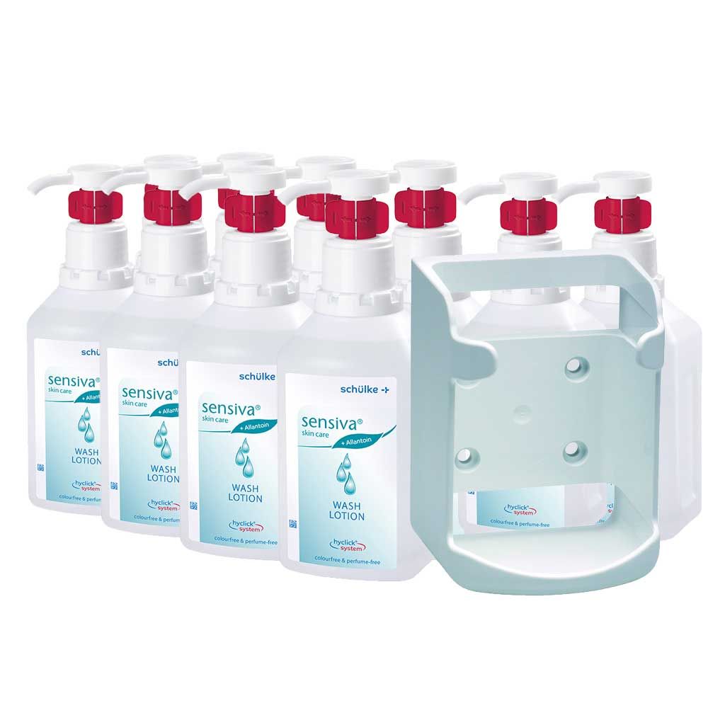 Schülke Set sensiva® Wash Lotion 10x1000ml, hyclick with wall mount