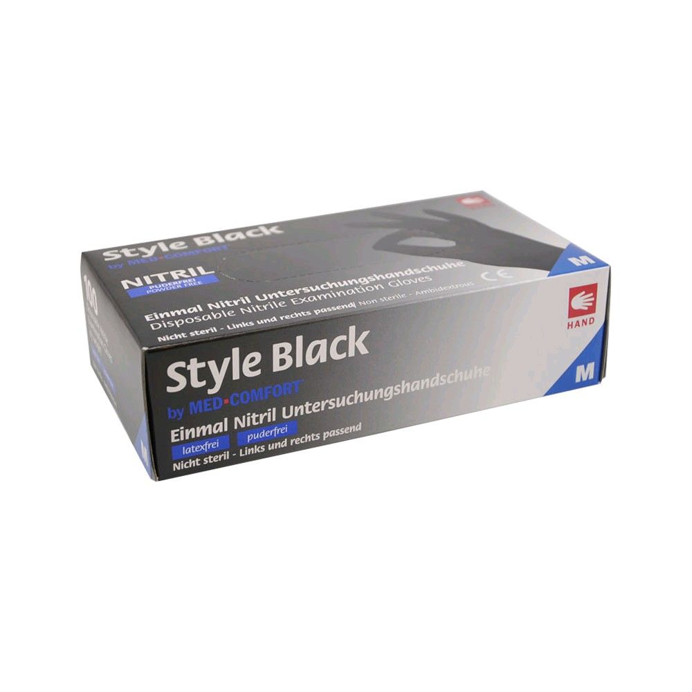 Ampri Style Black Nitrile Gloves, powder-free, latex-free, 100 items, XL