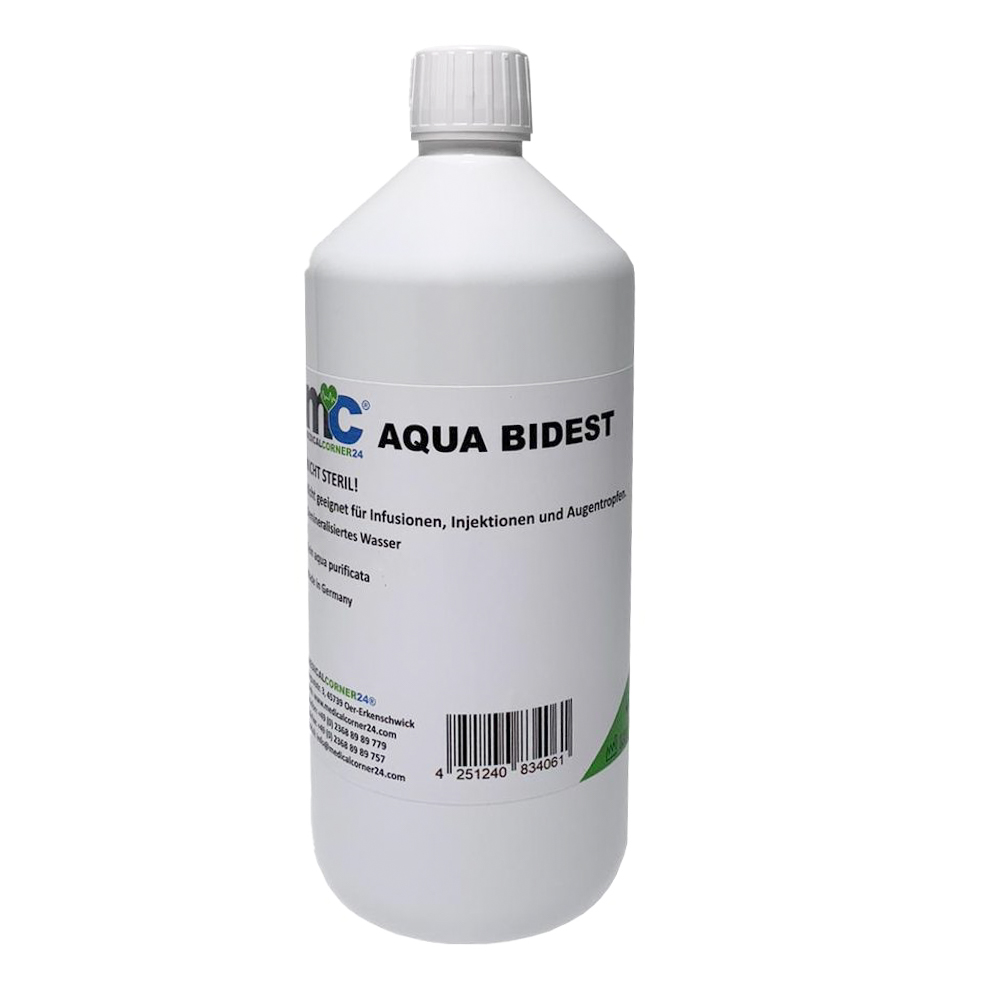 Aqua Bidest Double-Distilled Water, Laboratory Water, 1 litre