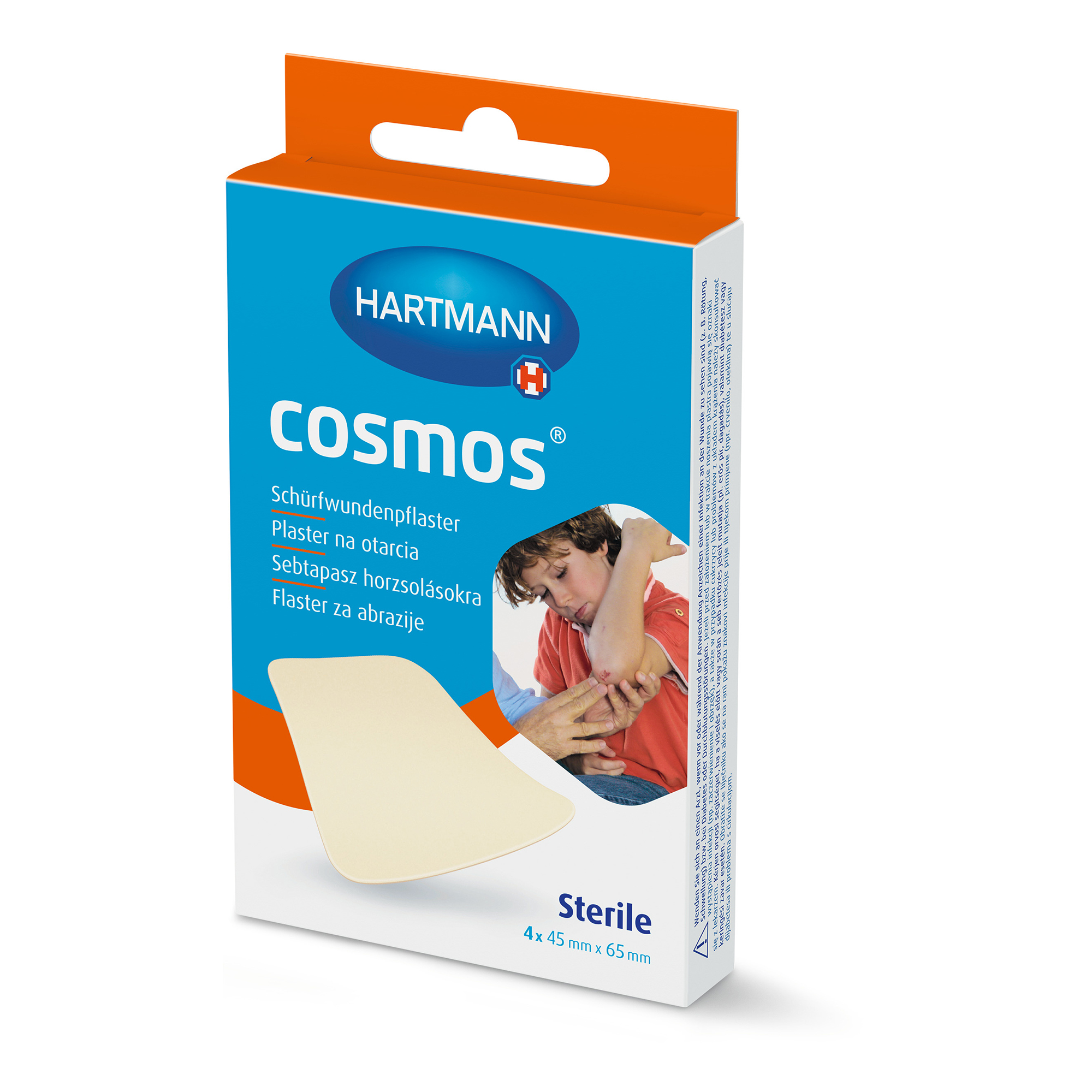 Hartmann Cosmos® Abrasion plaster 45 x 65 mm, 4 plaster in folding box