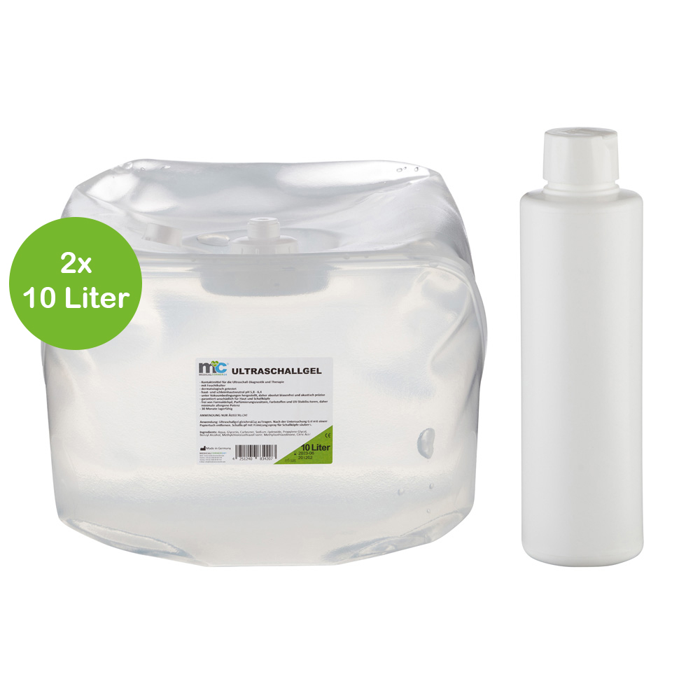 Ultrasound Gel, 2 x 10 litre cubitainer with empty bottle