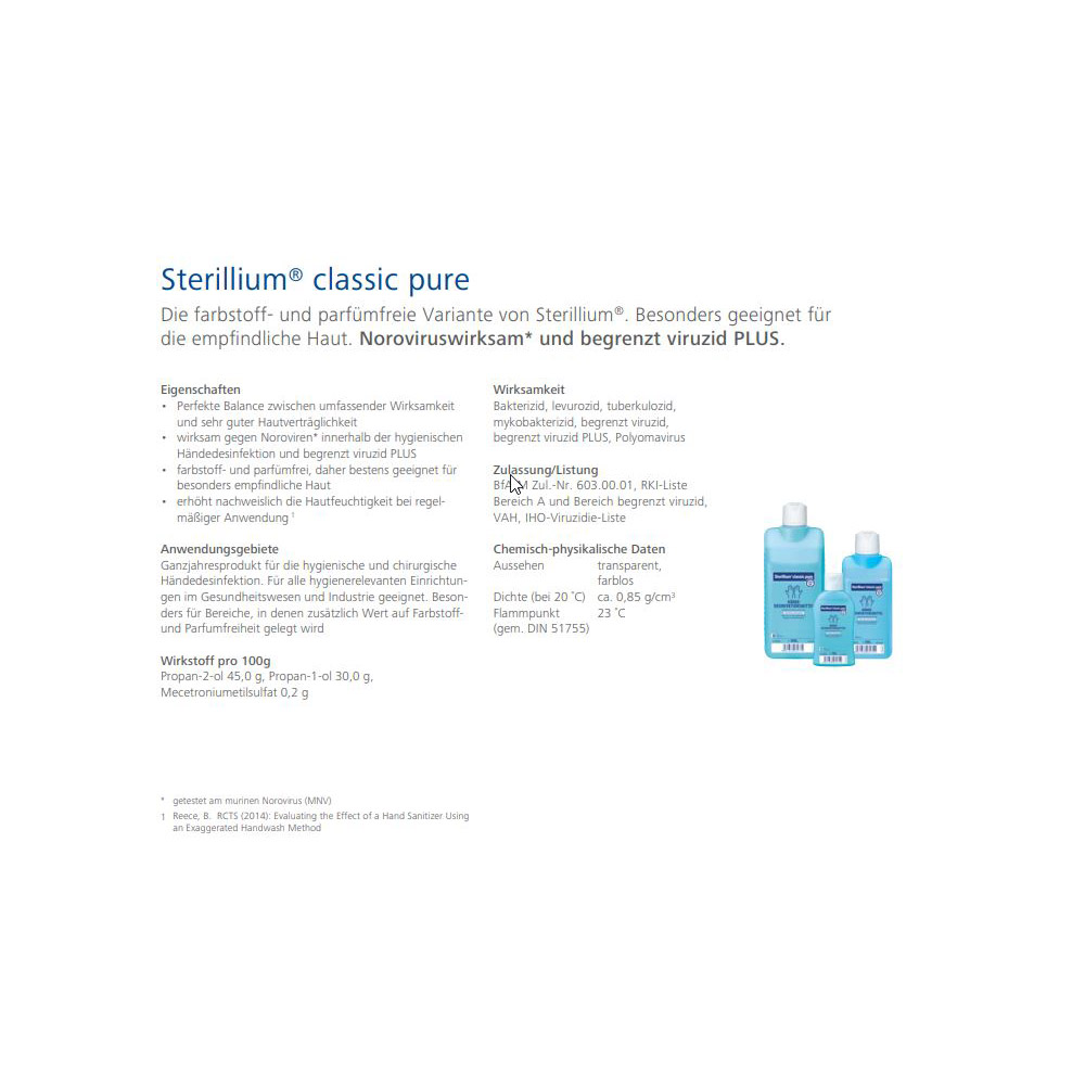 Sterillium classic pure, Hand Disinfectant by Bode, 500 ml