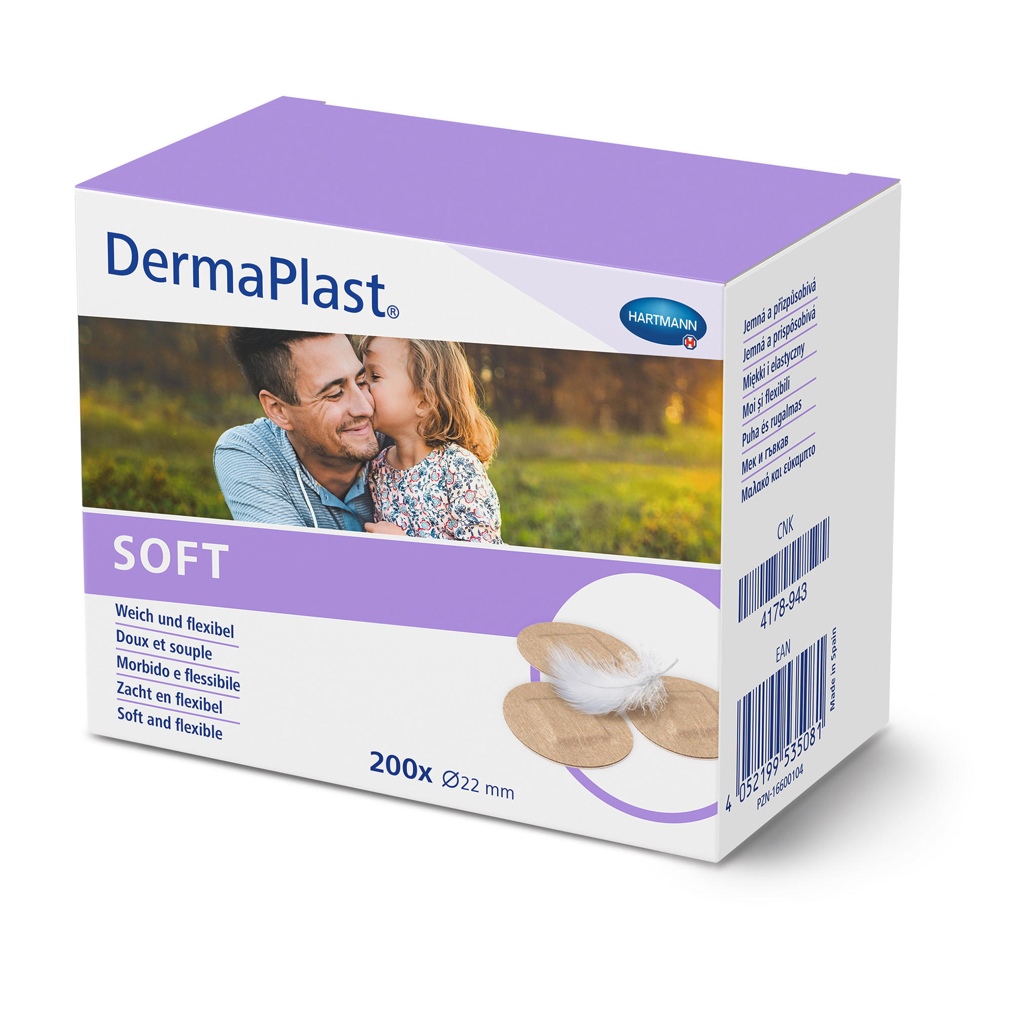 Hartmann DermaPlast® SOFT 22 mm, round 200 pieces, loose in folding boxes