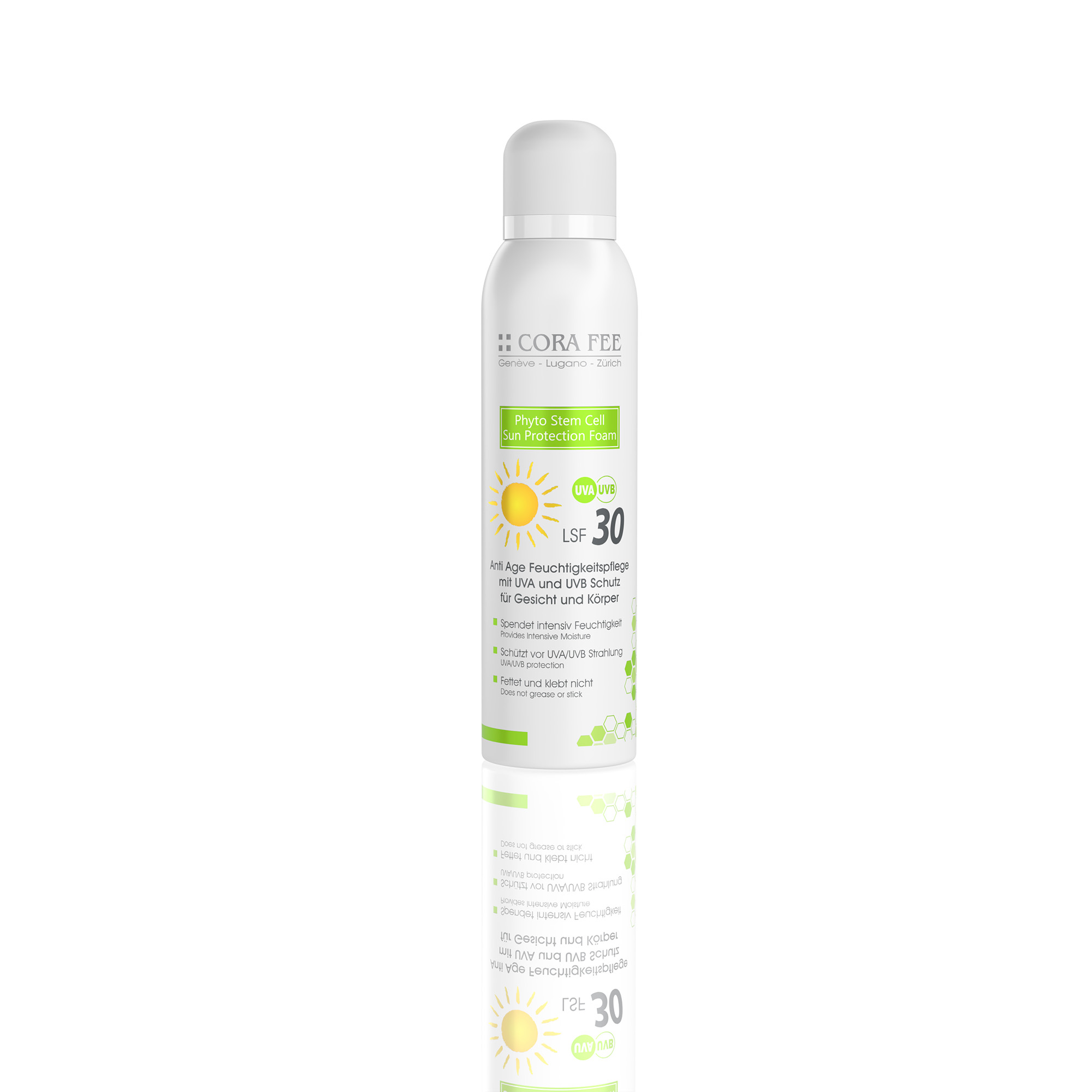 Cora Fee Phyto Stem Cell, sun protection foam for face and body, SPF 30, 150ml
