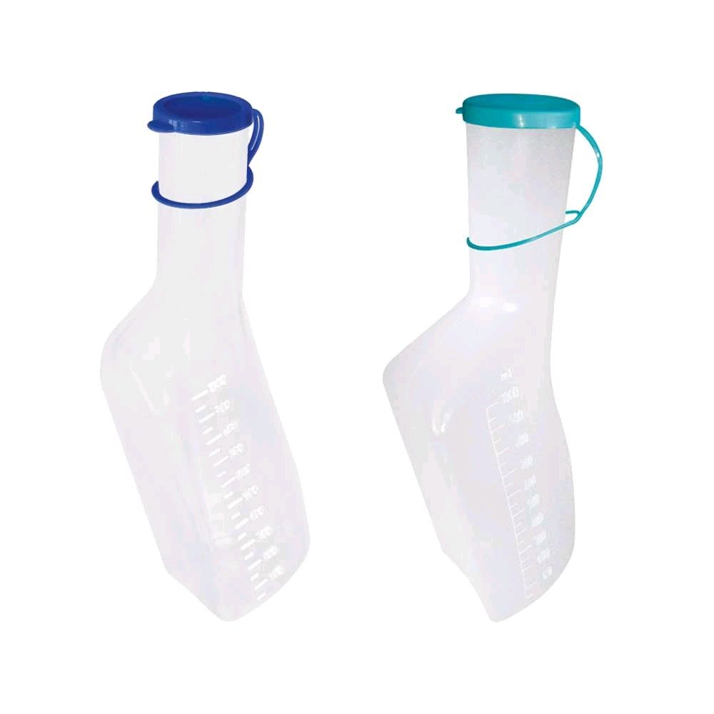 Ratiomed urinals for men, angular, translucent, cap, 1 liter