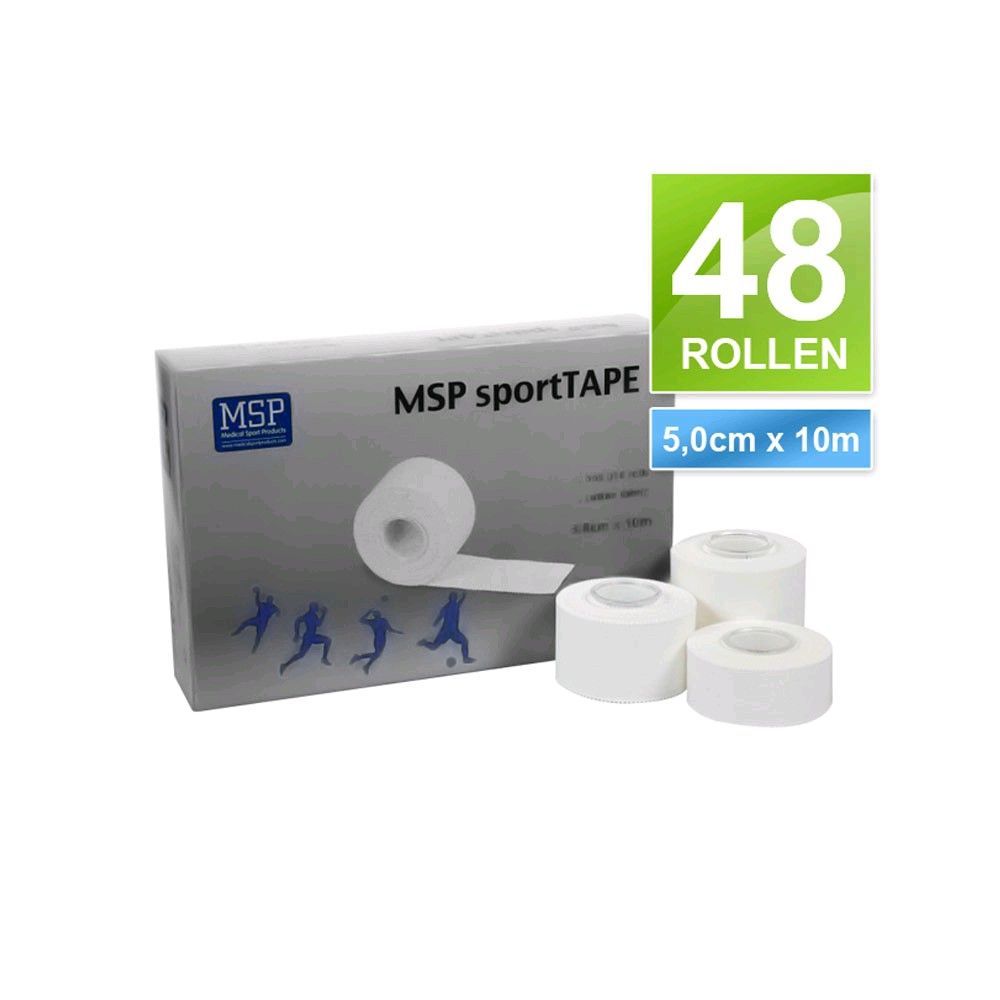 MSP Sports Tape, tape strapping, 5 cm x 10 m, 48 rolls, white