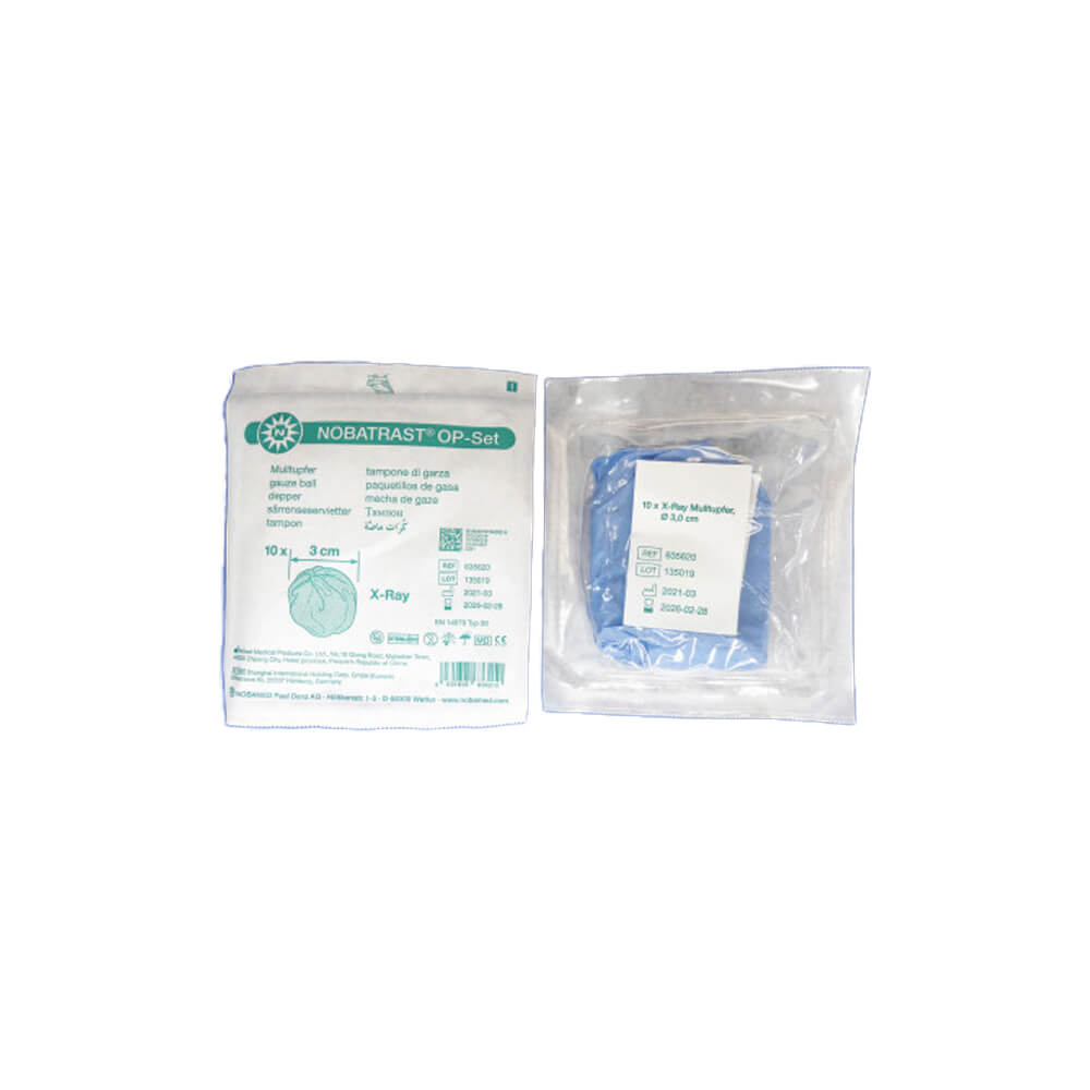 Nobatrast OP-Set, 10 gauze swabs, sterile, Ø 3,0cm