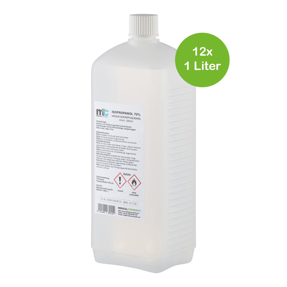 Isopropanol 70% isopropyl alcohol, 12 x 1 litre bottle