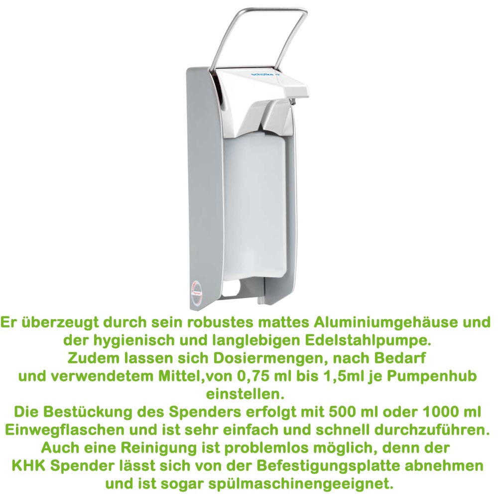 Schülke Dispenser KHK, Short Arm, Stainless Steel Pump, 500ml