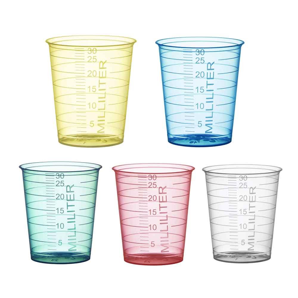 Med Comfort disposable medicine cups, 30ml, 80pcs, colors