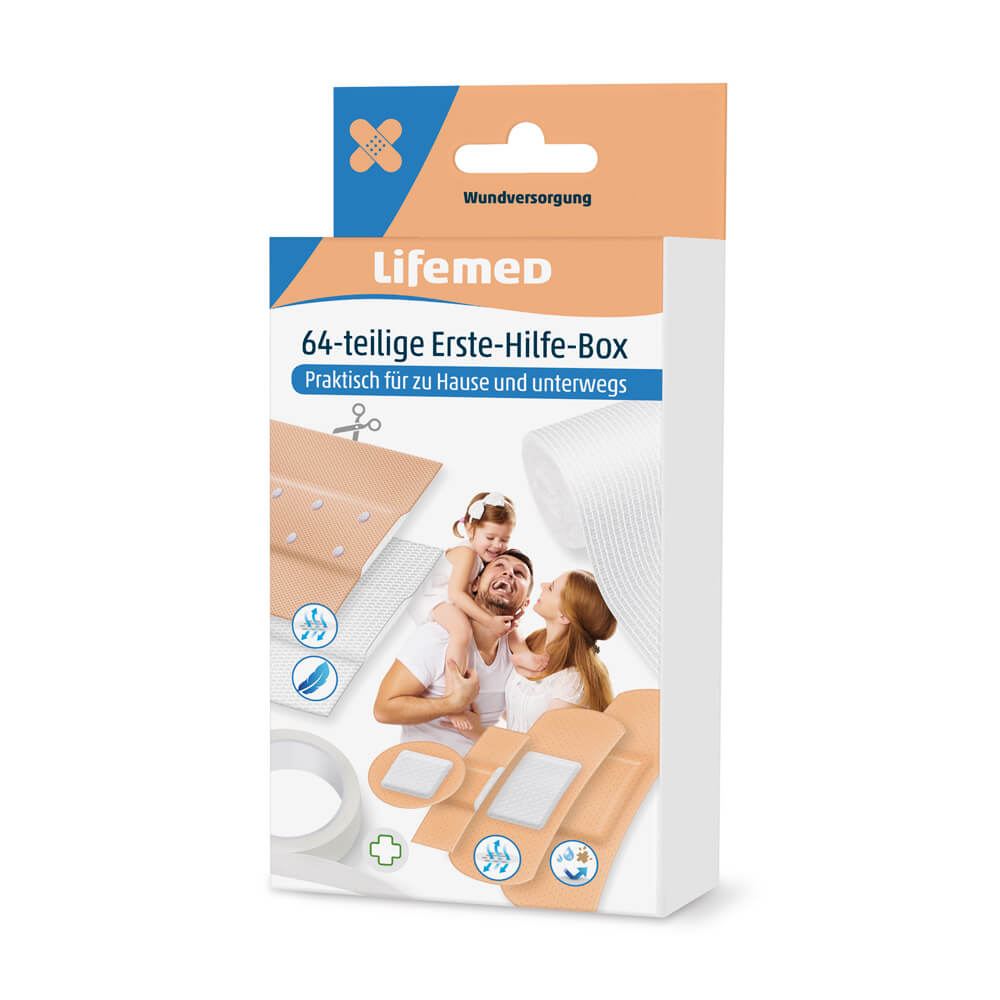 First aid box, first aid kit, from Lifemed®, 64 pieces