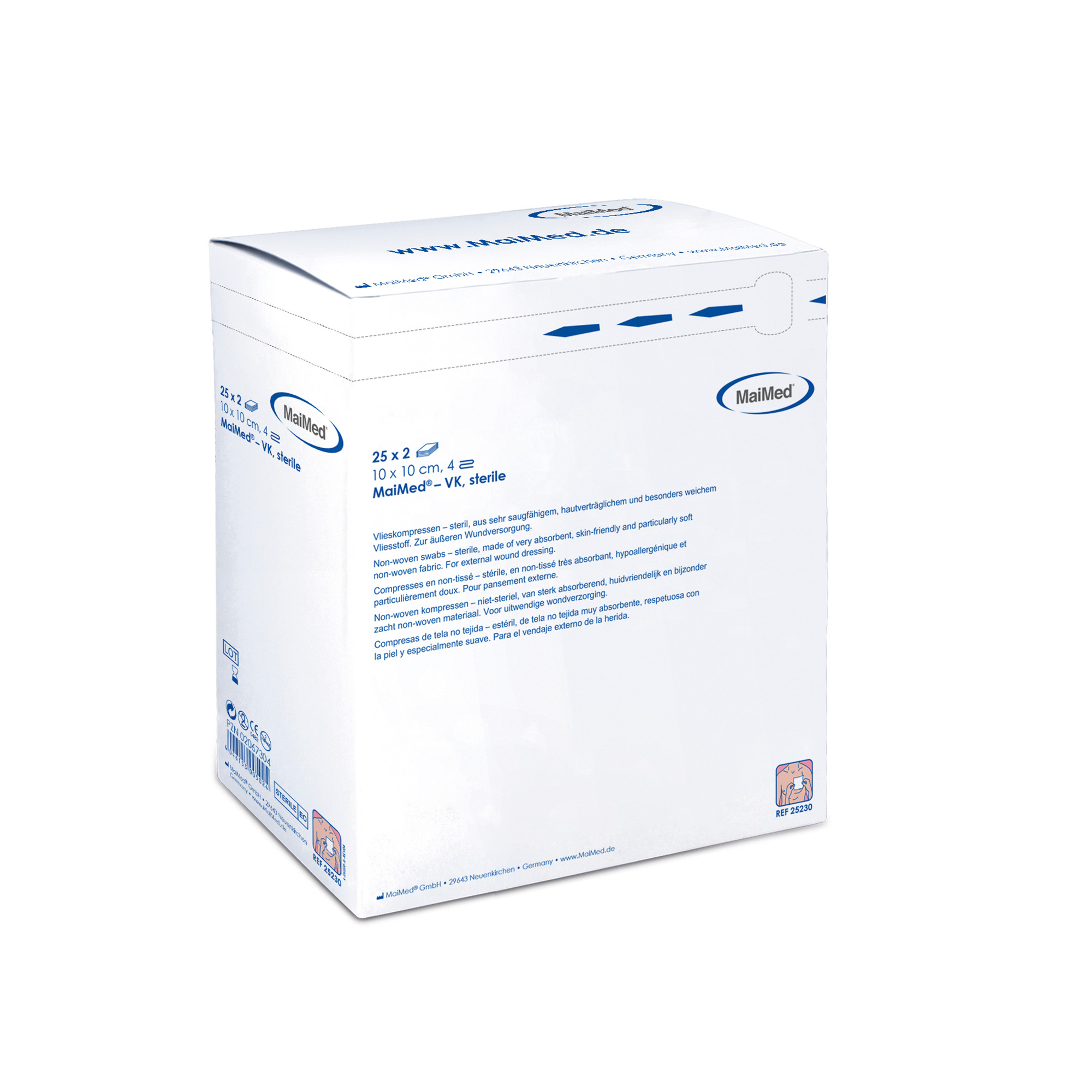 MaiMed Non-Woven Compresses, sterile, 10x10cm, 6-ply, 50 pcs.