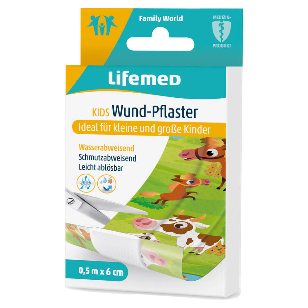 Lifemed® Wound plaster KIDS, 6cm x 0,5m, farm animals