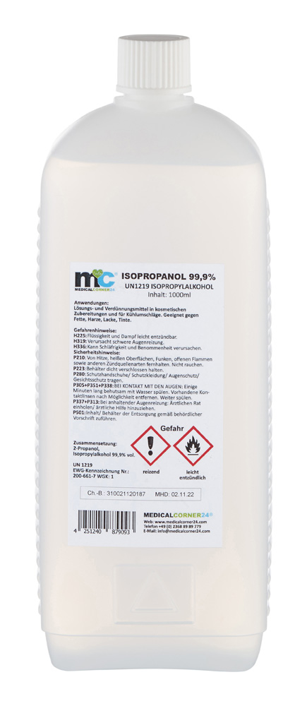 Isopropanol 99,9% isopropyl alcohol, 5 x 1 litre bottle