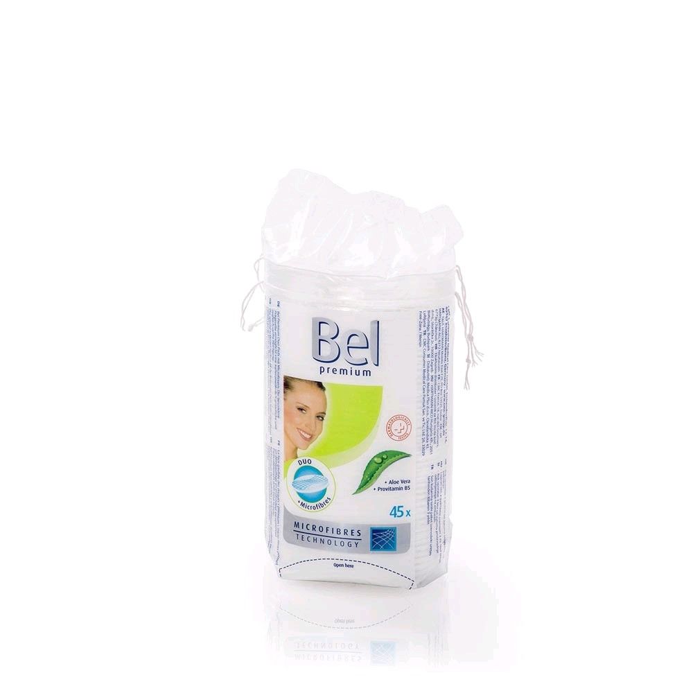 Bel premium cotton pads large oval with microfiber, 45 pack