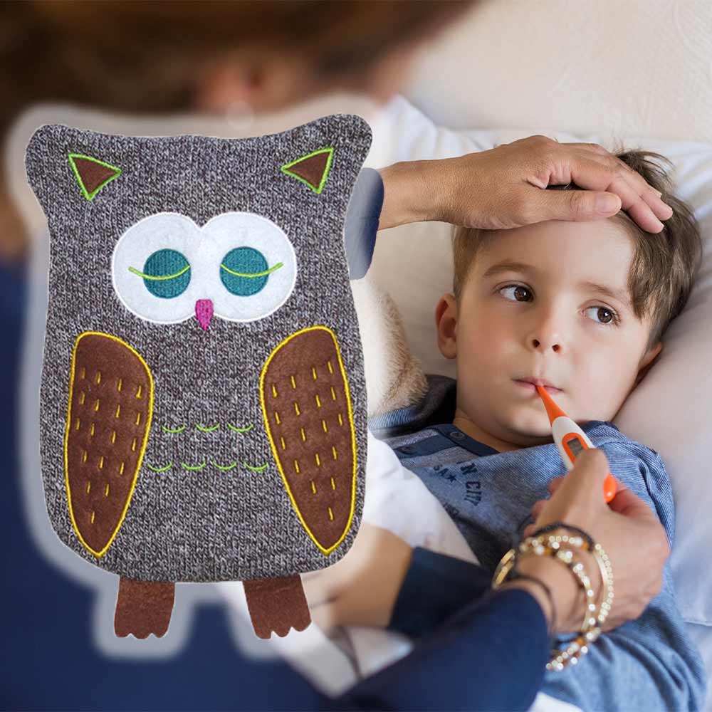 Hugo Frosch eco hot water bottle 0.8 L, knitted cover owl