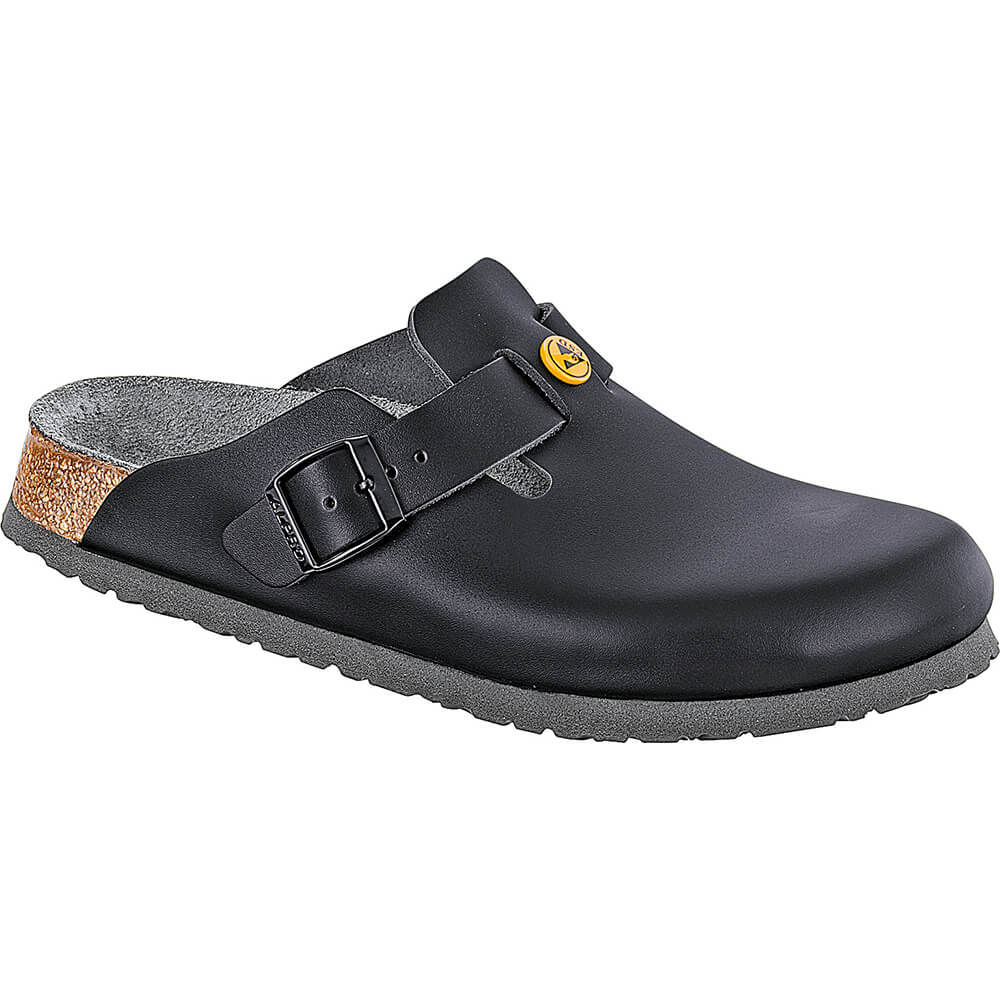 Boston ESD, natural leather, by Birkenstock, narrow, black, size 38