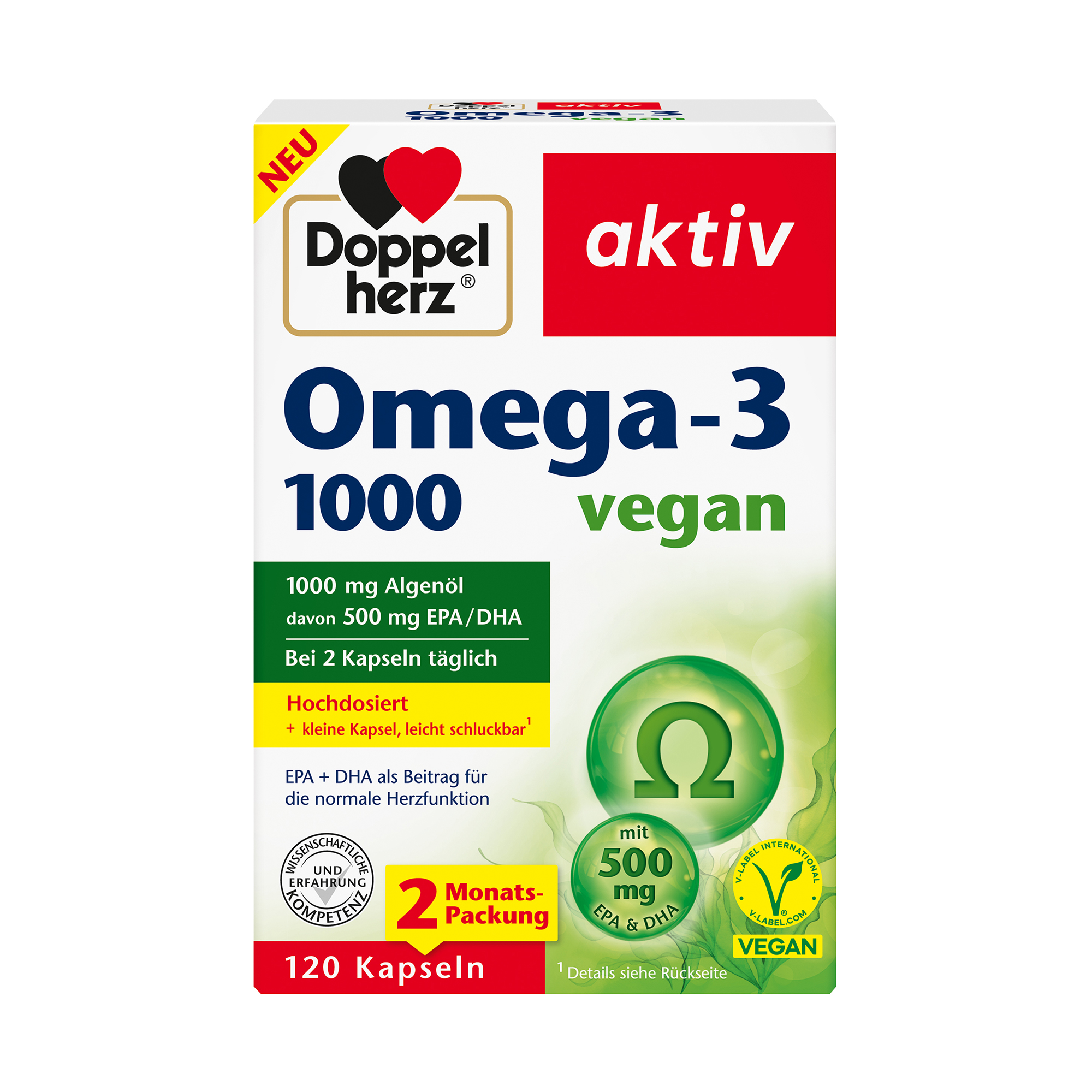 Doppelherz aktiv Omega-3, 1000 vegan, 120 Capsules