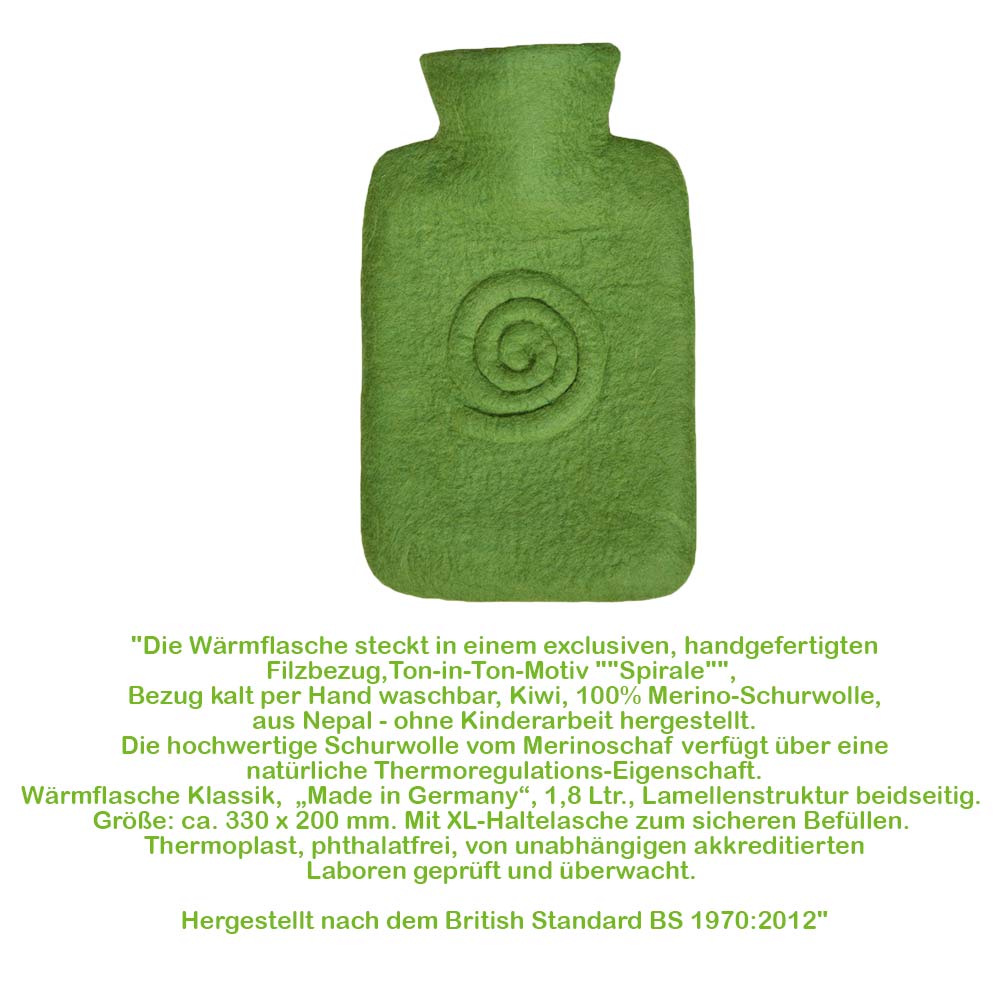 Hugo Frosch Classic Hot Water Bottle 1.8 L, felt cover, various. Pattern