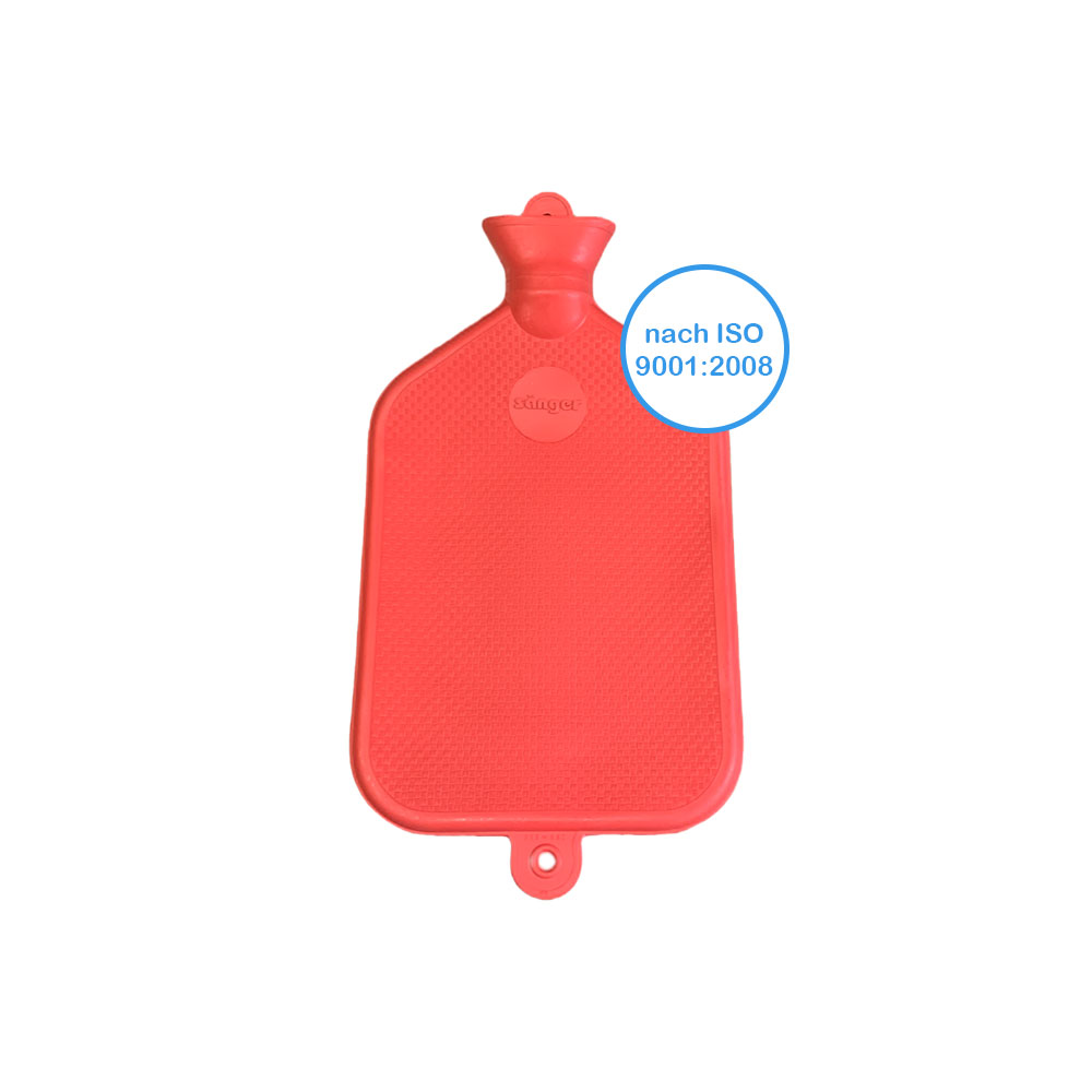 Rubber hot water bag of Sänger, smooth, 3 liter, red