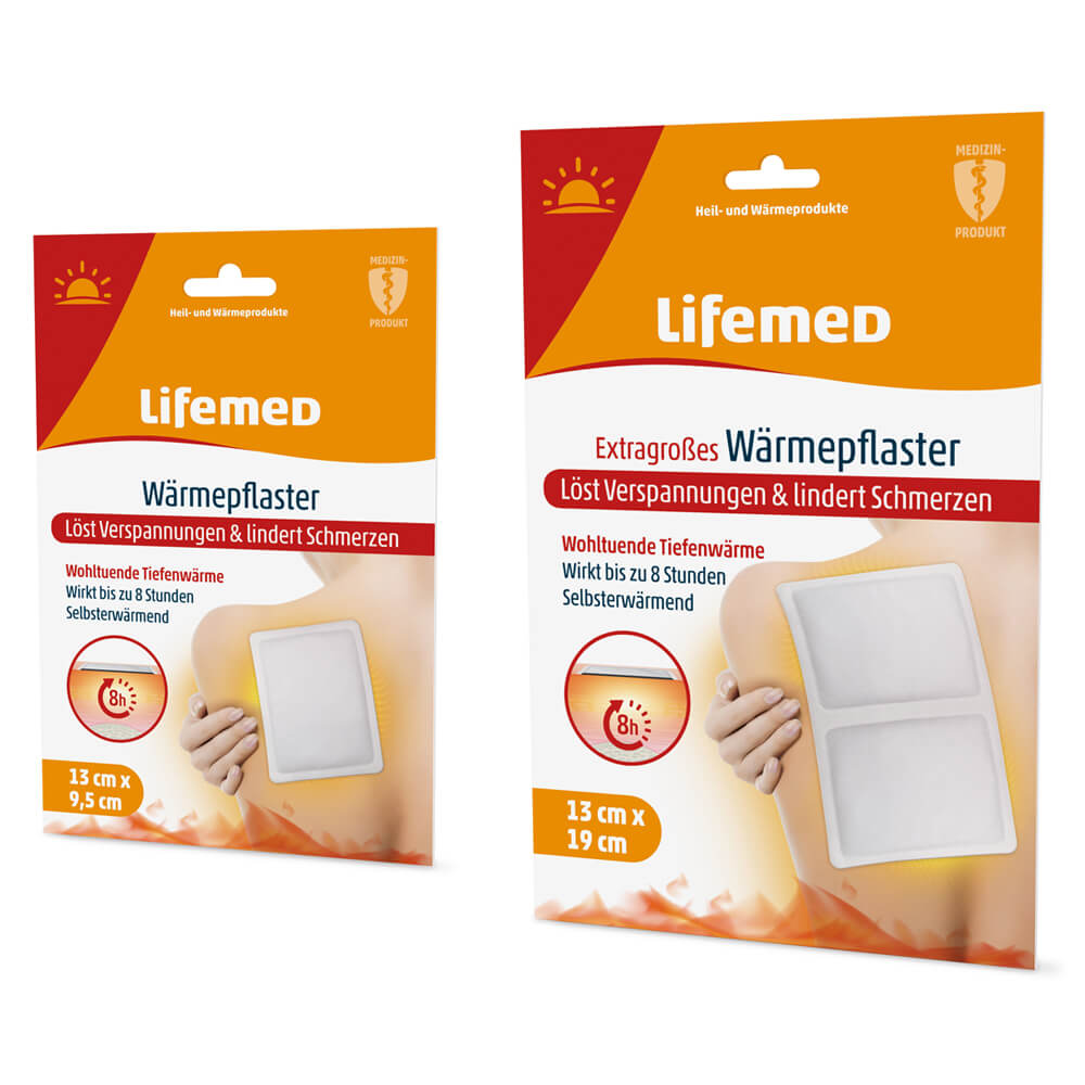 Heat Patch, for up to 8 hrs, against pain, from Lifemed®, 2 sizes