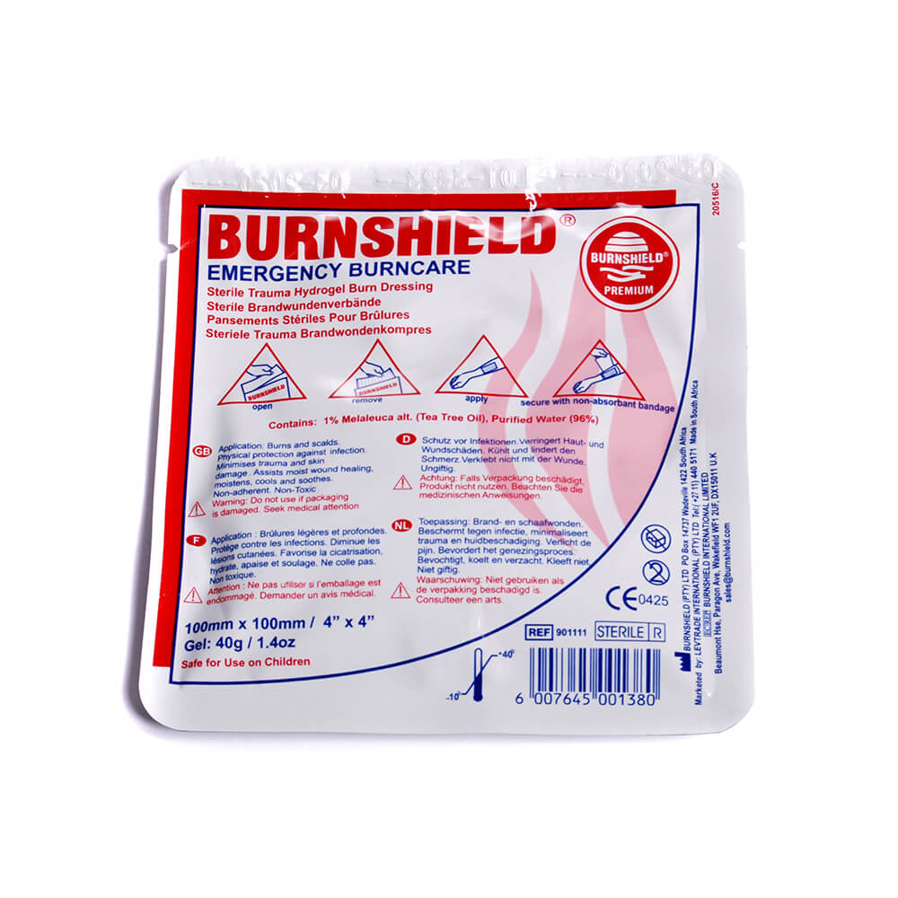 BurnShield hydrogel dressing, for burns, various sizes