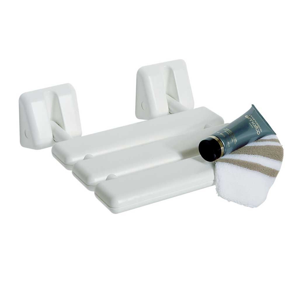 Behrend shower flip-up seat, ABS plastic, white, 100 kg, 32x32 cm